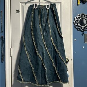 High Waisted Grunge Denim Skirt Y2K